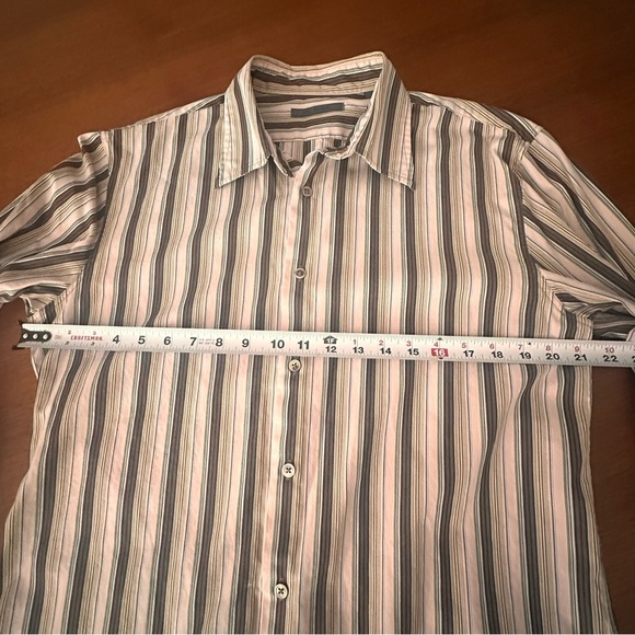 Men’s John Varvatos Striped Dress Shirt in Brown and Pink Size Large Cotton - Picture 9 of 11